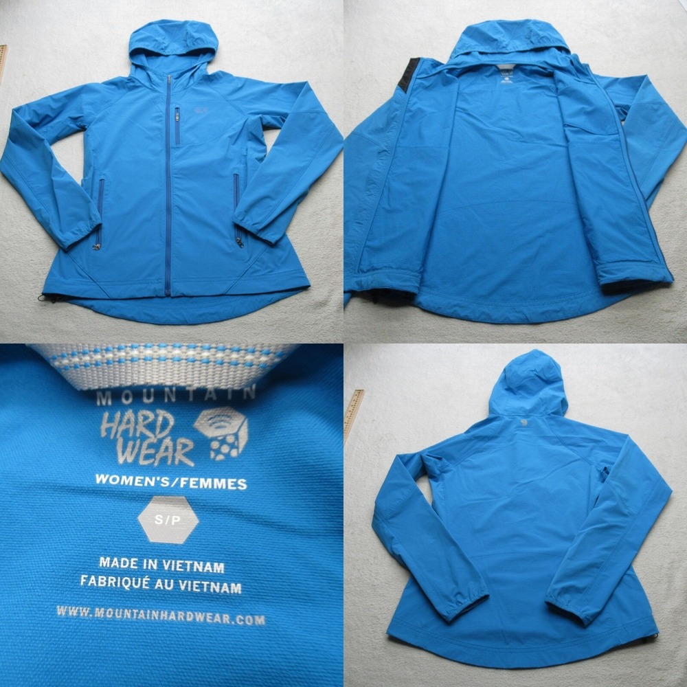 Mountain Hardwear Jacket Womens Small Blue Hooded Windbreaker Hiking Outdoor